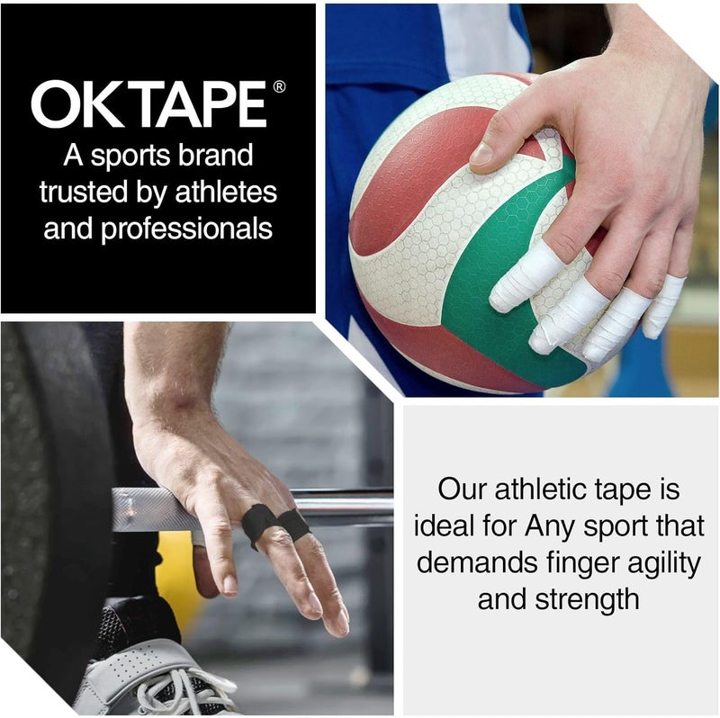 OK TAPE 8 Rolls Athletic Tape, 0.3 Inch Finger Tape for BJJ, Boxing, Climbing, Football, Pro Jiu Jitsu Sports Tape | Add Grip & Protect Fingers and Toes (0.3" x 45 Ft, Black+White+Navy Blue+Red) - Image 4